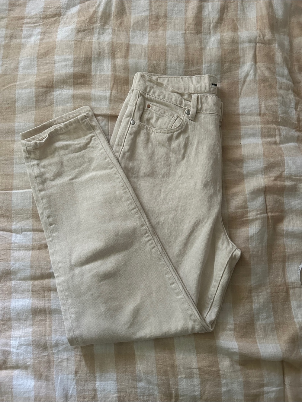 Straight Leg Women’s Jeans in Cream - Classic High Waist